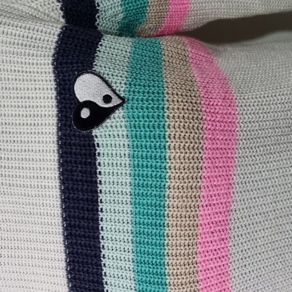 Ghanda, girls knit jumper, cream with colourful stripes, size 9-10 - Picture 2 of 9